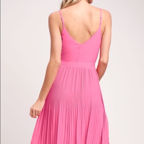 Lulus Love for You Pink Pleated Midi Dress - Picture 3 of 5